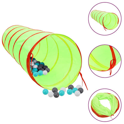 vidaXL Children Play Tunnel with 250 Balls Green 175 cm Polyester 1