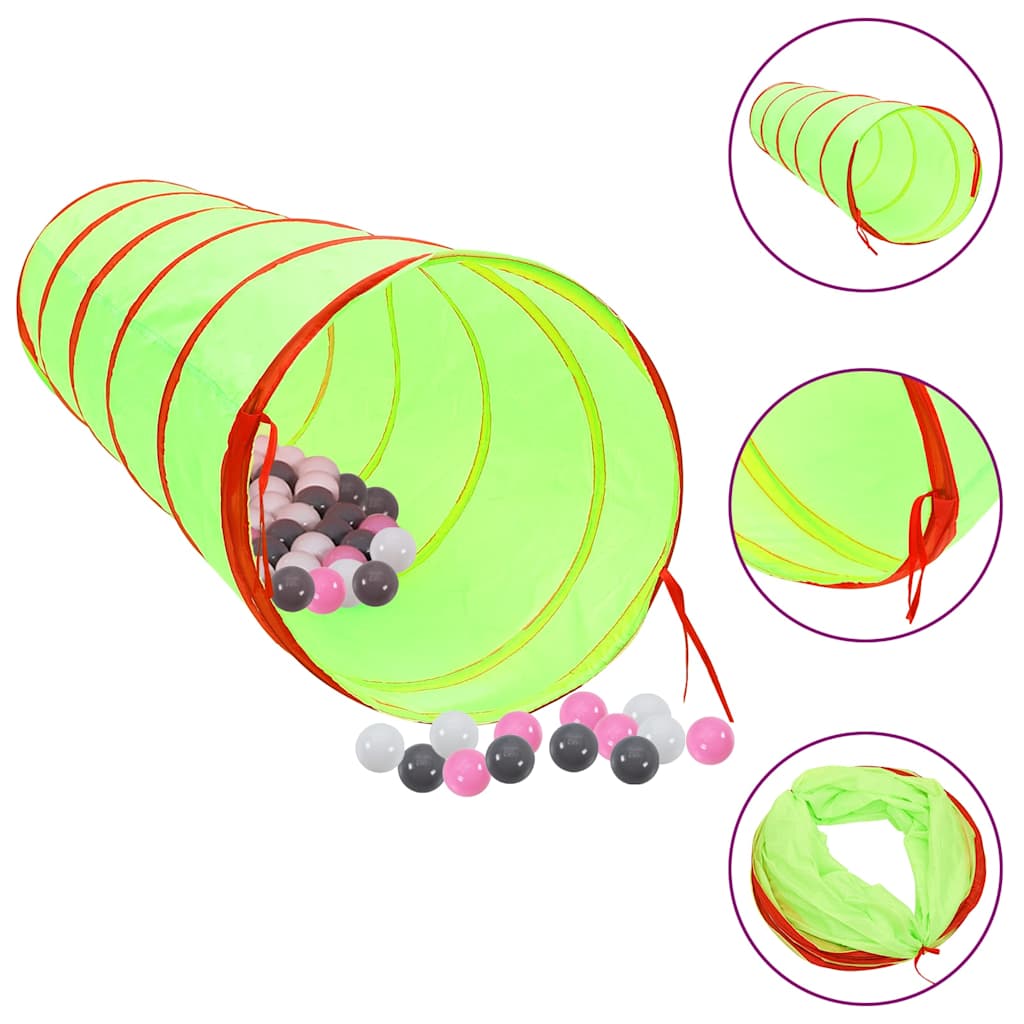 vidaXL Children Play Tunnel with 250 Balls Green 175 cm Polyester 1