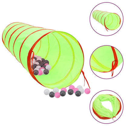 vidaXL Children Play Tunnel with 250 Balls Green 175 cm Polyester 1