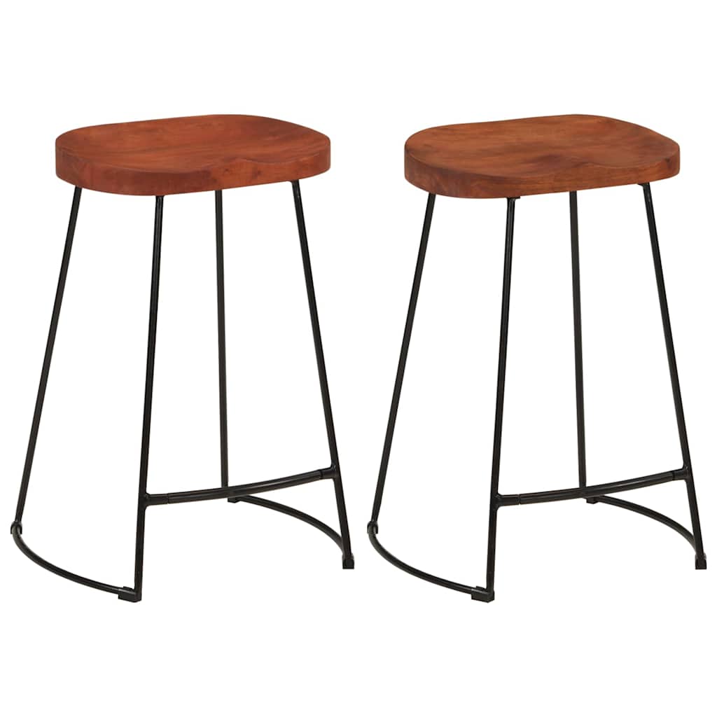 vidaXL Bar Stool | Set of 2 | Natural Mango Wood | Solid Mango Wood | Standard 2