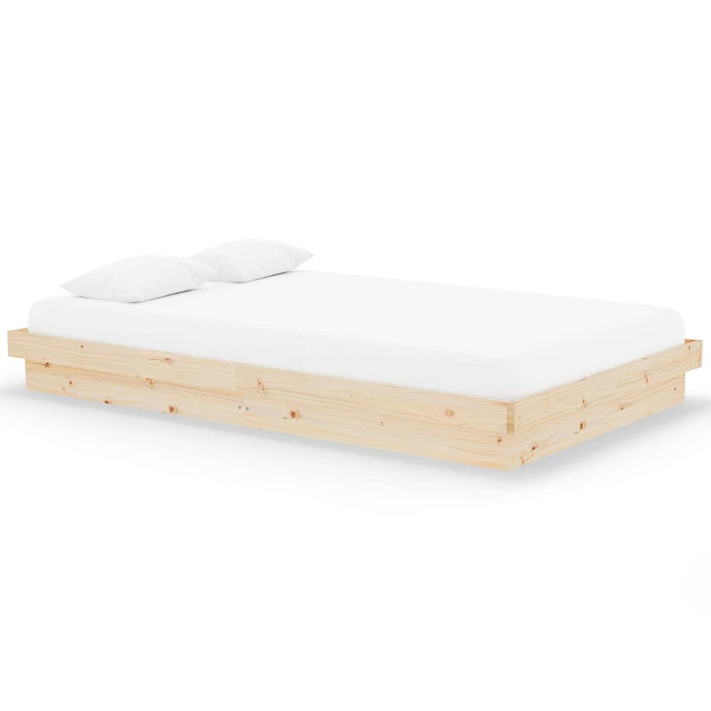 Bed Frame without Mattress Solid Wood Length 200 cm Natural 120 cm