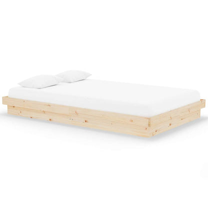 Bed Frame without Mattress Solid Wood Length 200 cm Natural 120 cm