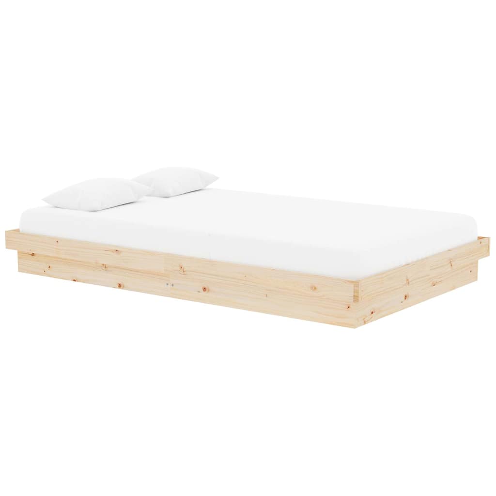 Bed Frame without Mattress Solid Wood Length 200 cm Natural 120 cm
