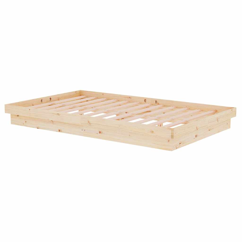 Bed Frame without Mattress Solid Wood Length 200 cm Natural 120 cm