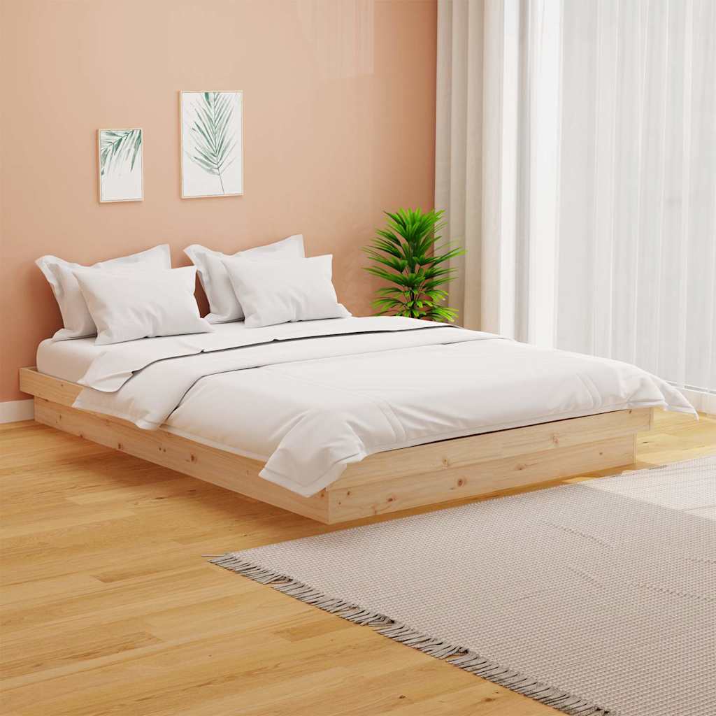Bed Frame without Mattress Solid Wood Length 200 cm Natural 120 cm