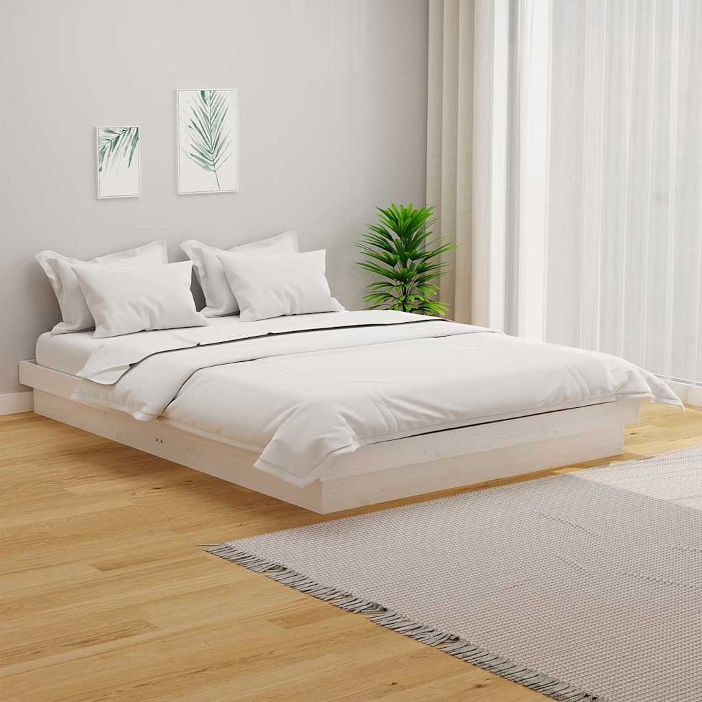 Bed Frame without Mattress Solid Wood Length White