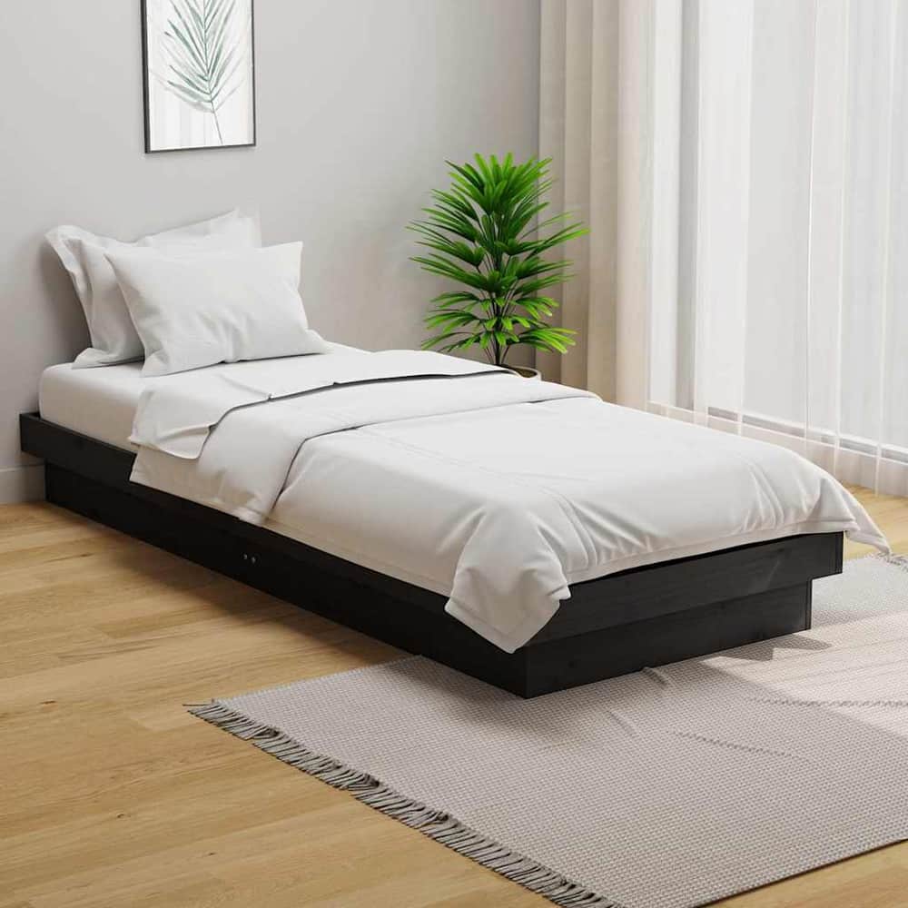 Bed Frame without Mattress Solid Wood Double Length 190 cm Grey 75 cm