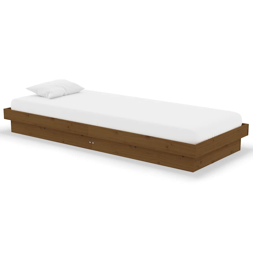vidaXL Bed Frame without Mattress Honey Brown Solid Wood Small Single 2