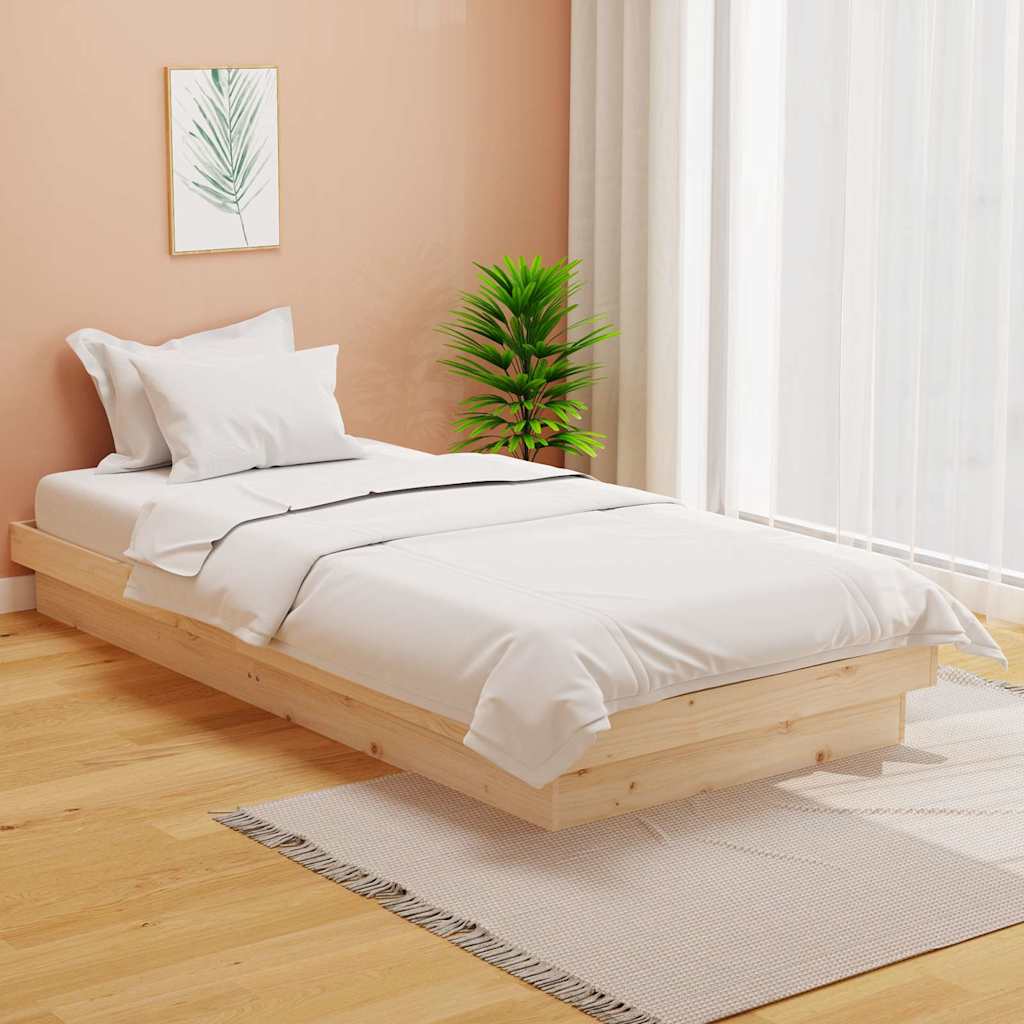 Bed Frame without Mattress Solid Wood Length Natural