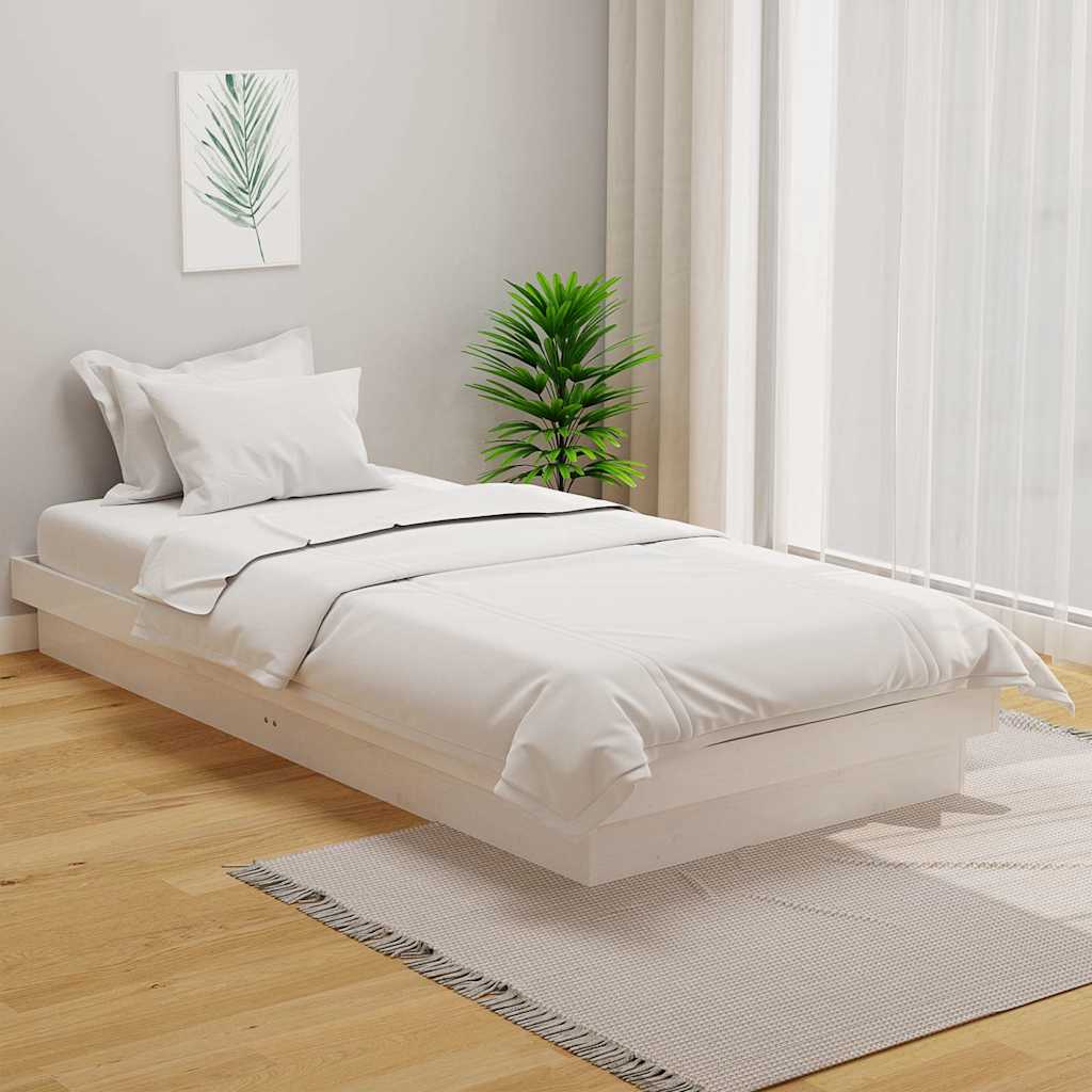 Bed Frame without Mattress Solid Wood Length White