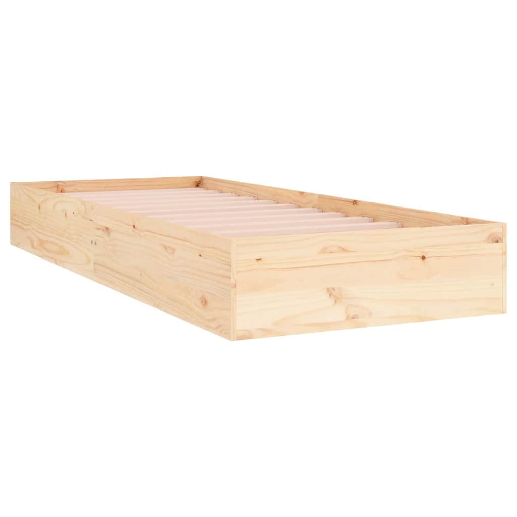 vidaXL Bed Frame | Natural Wood | Solid pine wood, Plywood | Small Single 2