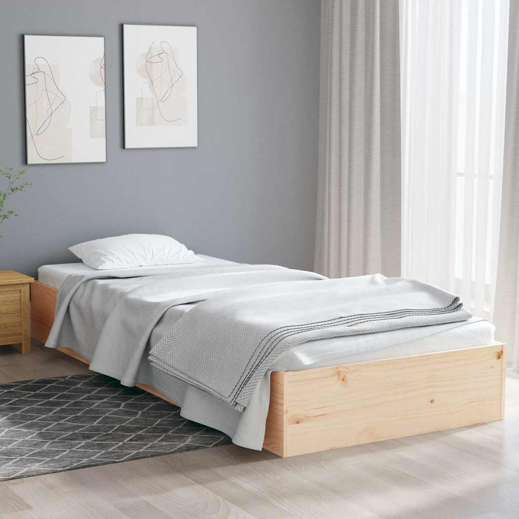 vidaXL Bed Frame | Natural Wood | Solid pine wood, Plywood | Small Single 1