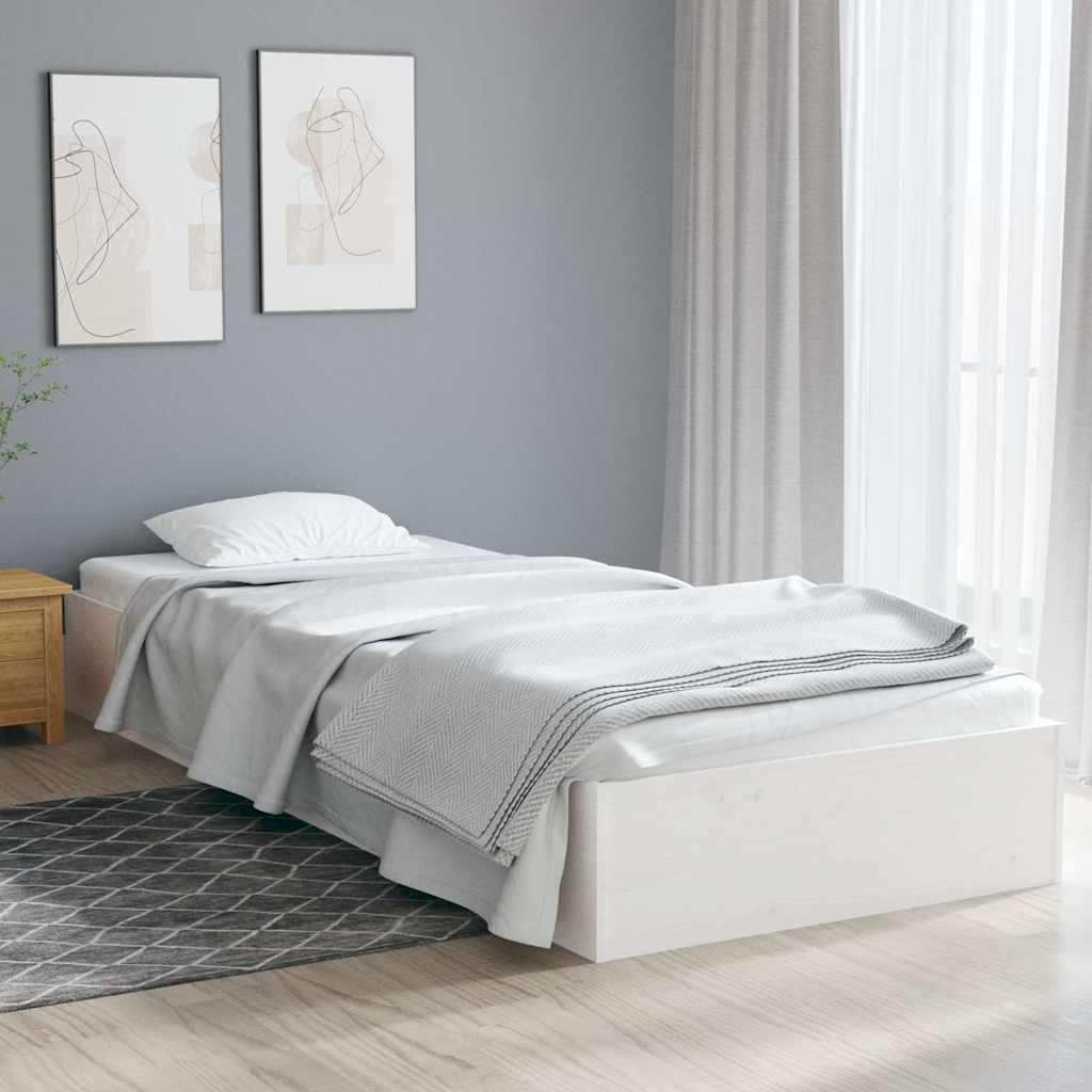 vidaXL Bed Frame | White | Solid pine wood, Plywood | Small single | Bed Frame 1