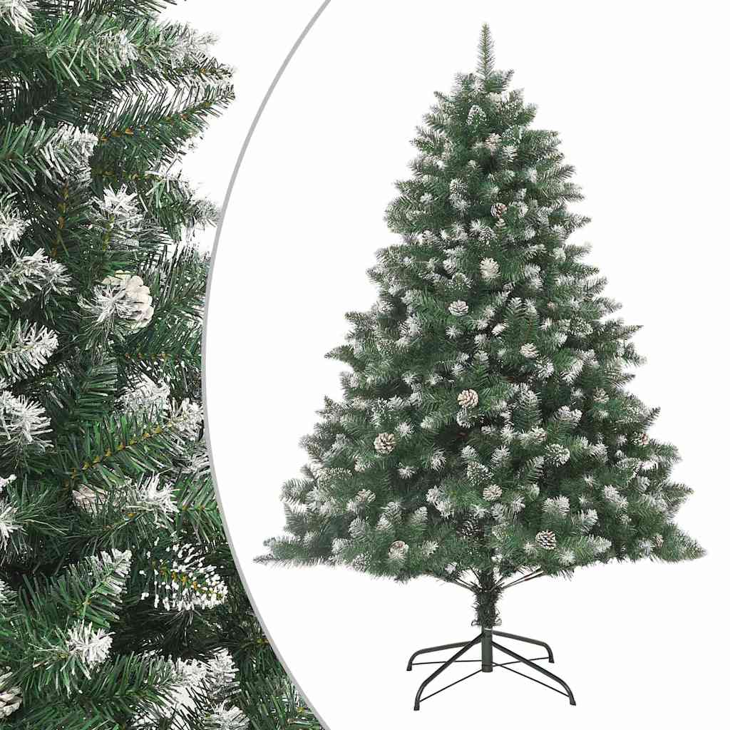 vidaXL Christmas Tree | Green & white | PVC, steel | 180 cm tree | Foldable 1