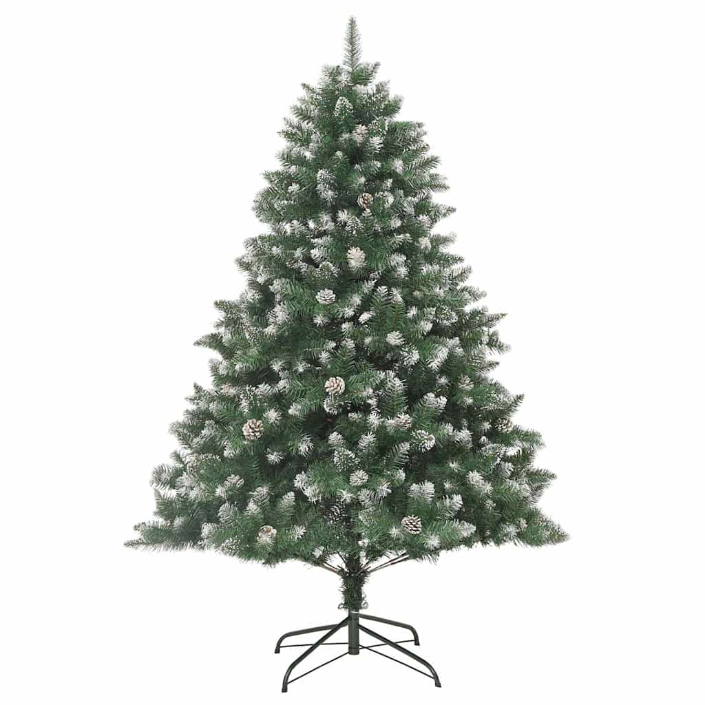 vidaXL Christmas Tree | Green & white | PVC, steel | 180 cm tree | Foldable 2