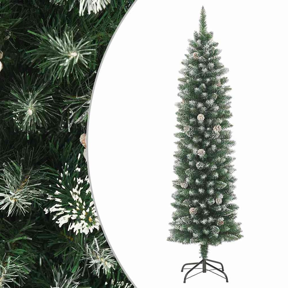 Artificial Slim Christmas Tree Green White Without led