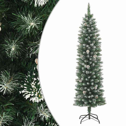 Artificial Slim Christmas Tree Green White Without led