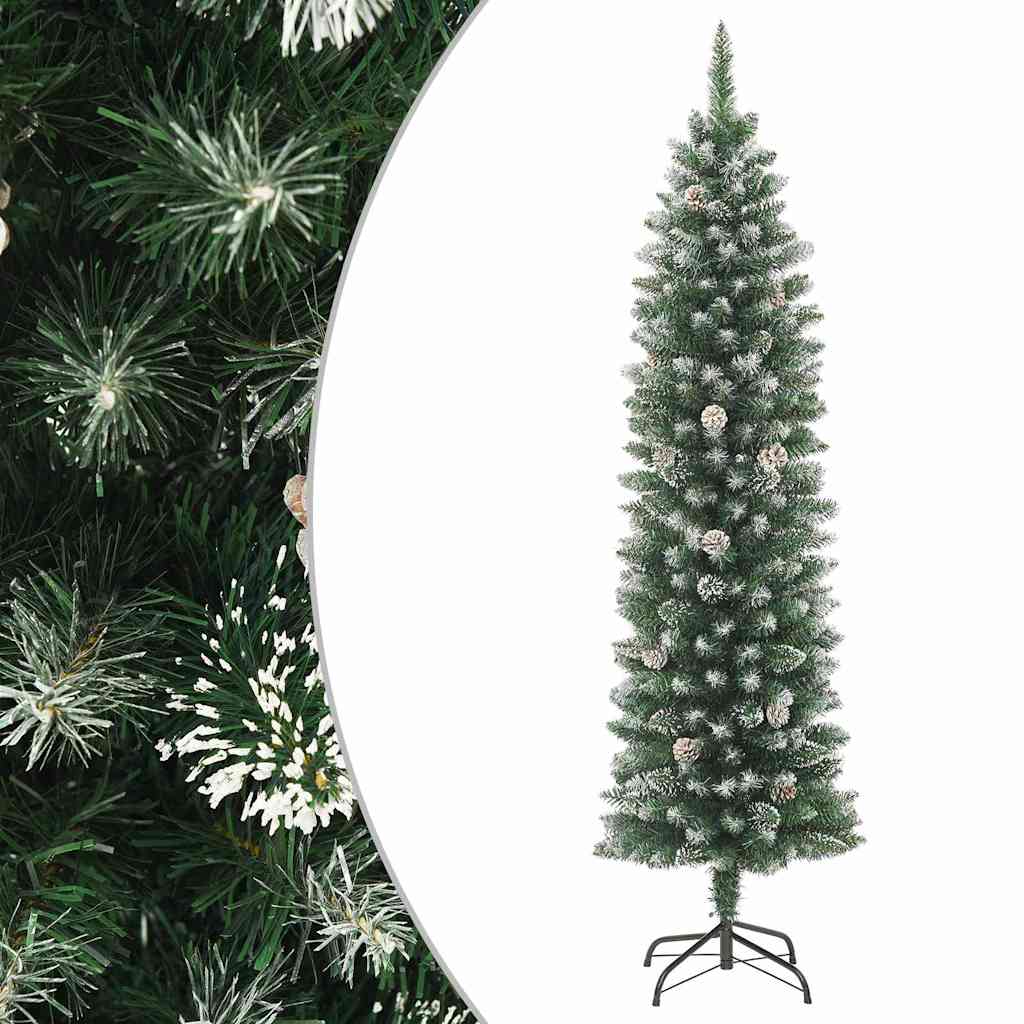 vidaXL Artificial Slim Christmas Tree with Stand 180 cm PVC 2