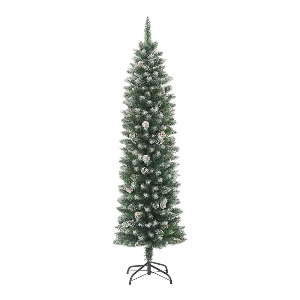 Artificial Slim Christmas Tree Green and White 180 cm Without led