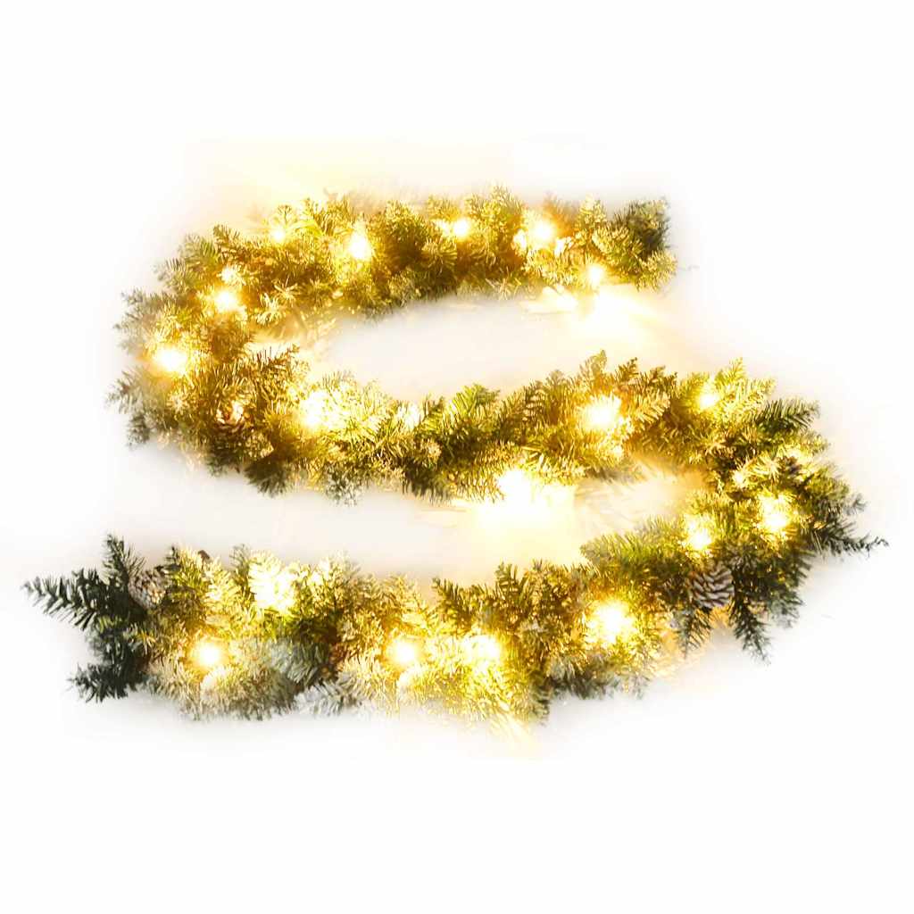 vidaXL Christmas Garland | Green with warm white lights | PVC | 5.2-meter length 2