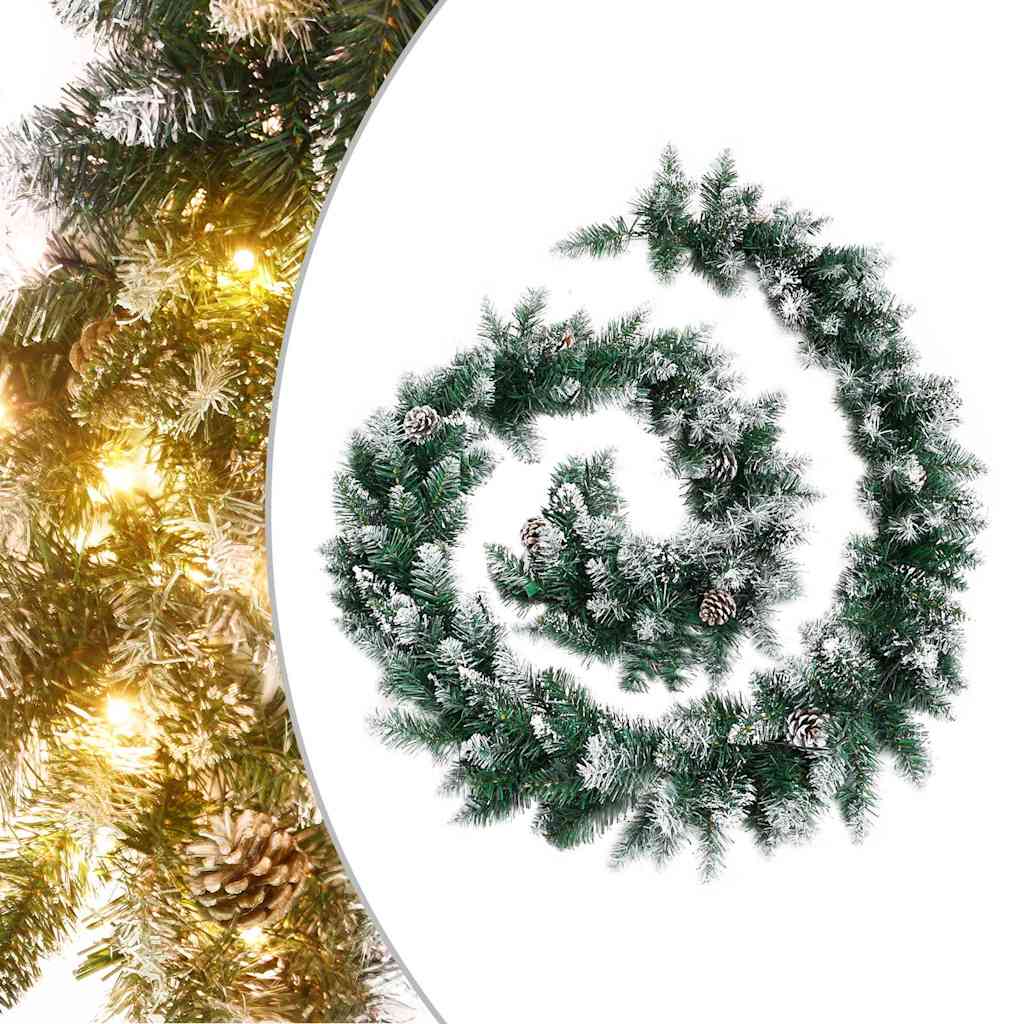 vidaXL Christmas Garland | Green with warm white lights | PVC | 5.2-meter length 1