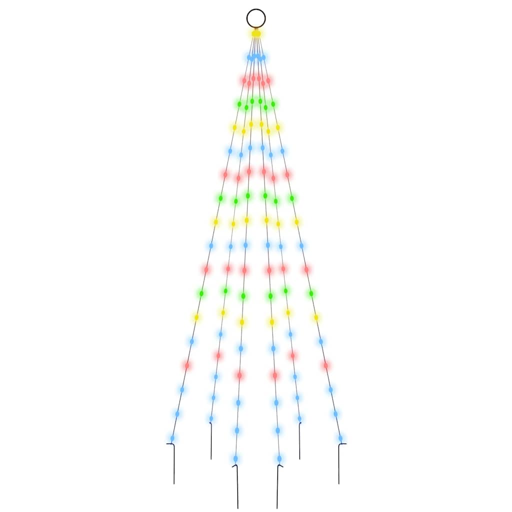 Christmas Tree on Flagpole 108 LEDs 180 cm Straight shaped LED lights Multicolour 180 cm 70 cm