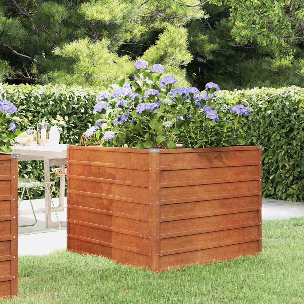 vidaXL Garden Raised Bed Rusty 100x100x77 cm Corten Steel 1