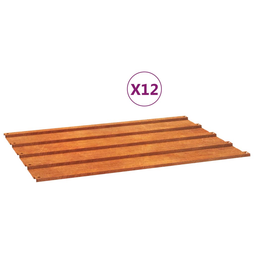 vidaXL Roof Panels 12 pcs Rusty 60x44 cm Corten Steel 2