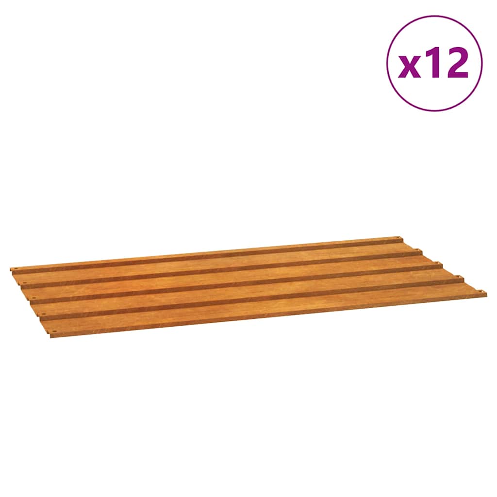 vidaXL Roof Panels 12 pcs Rusty 80x44 cm Corten Steel 2