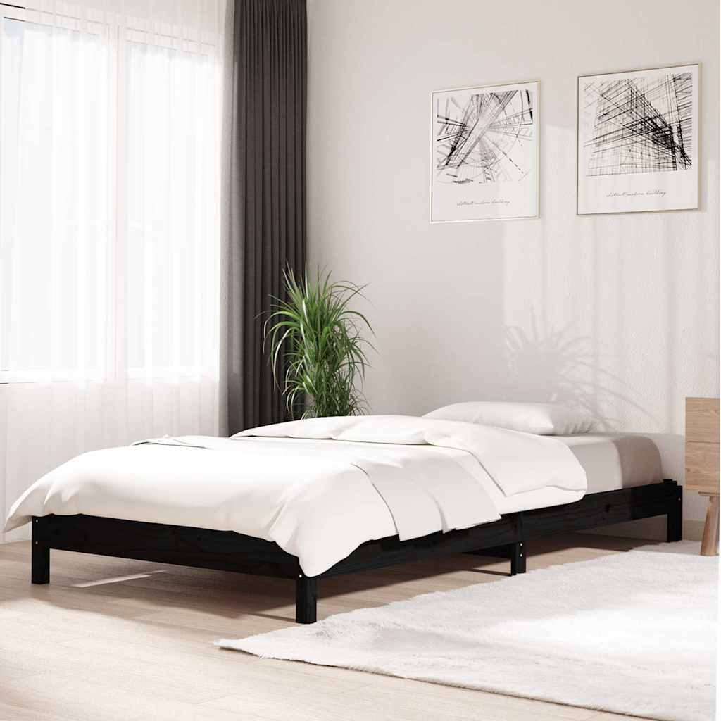 vidaXL Stack Bed | Black | Solid Pinewood | Small Single | Stackable | Stack Bed 1