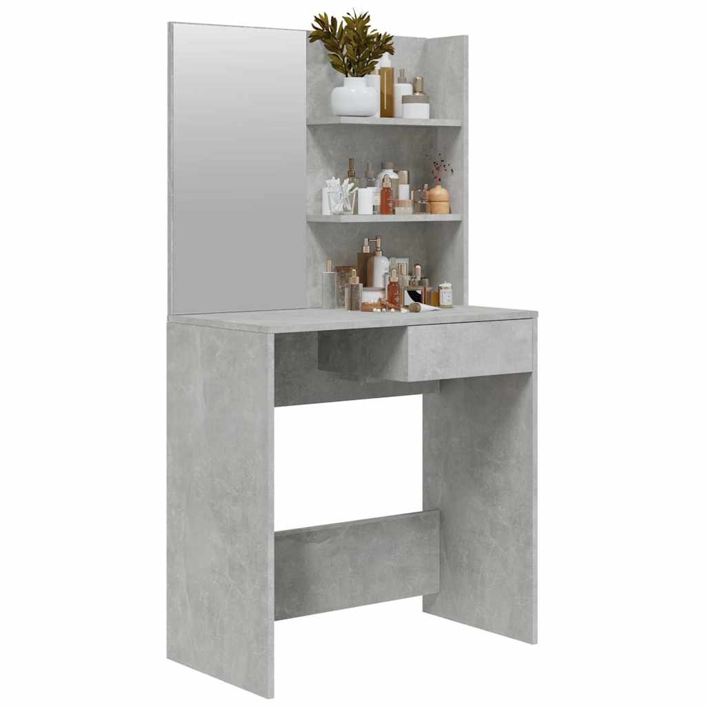 vidaXL Dressing Table with Mirror Concrete Grey 74.5x40x141 cm 4