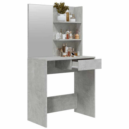 vidaXL Dressing Table with Mirror Concrete Grey 74.5x40x141 cm 5