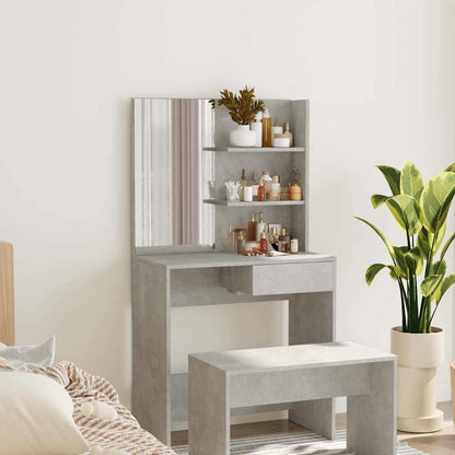 vidaXL Dressing Table with Mirror Concrete Grey 74.5x40x141 cm 1