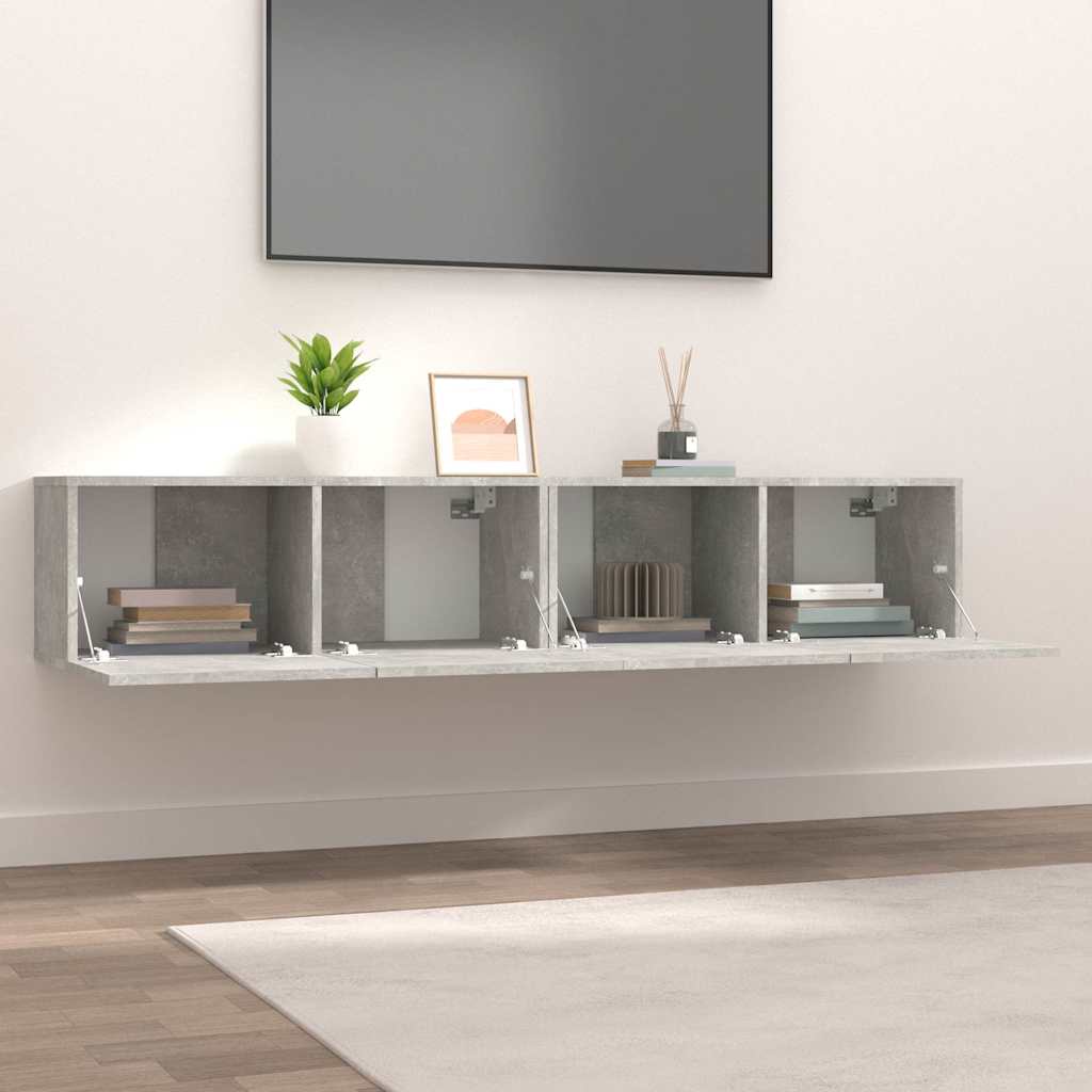 vidaXL 2 Piece TV Cabinet Set Concrete Grey 80x30x30 cm Engineered Wood 3