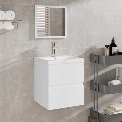 vidaXL Bathroom Cabinet with Mirror White Engineered Wood 1