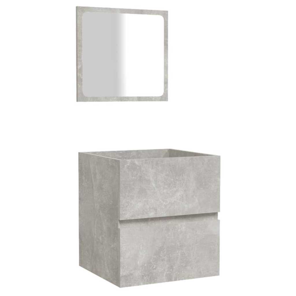 vidaXL Bathroom Cabinet with Mirror Concrete Grey Engineered Wood 2