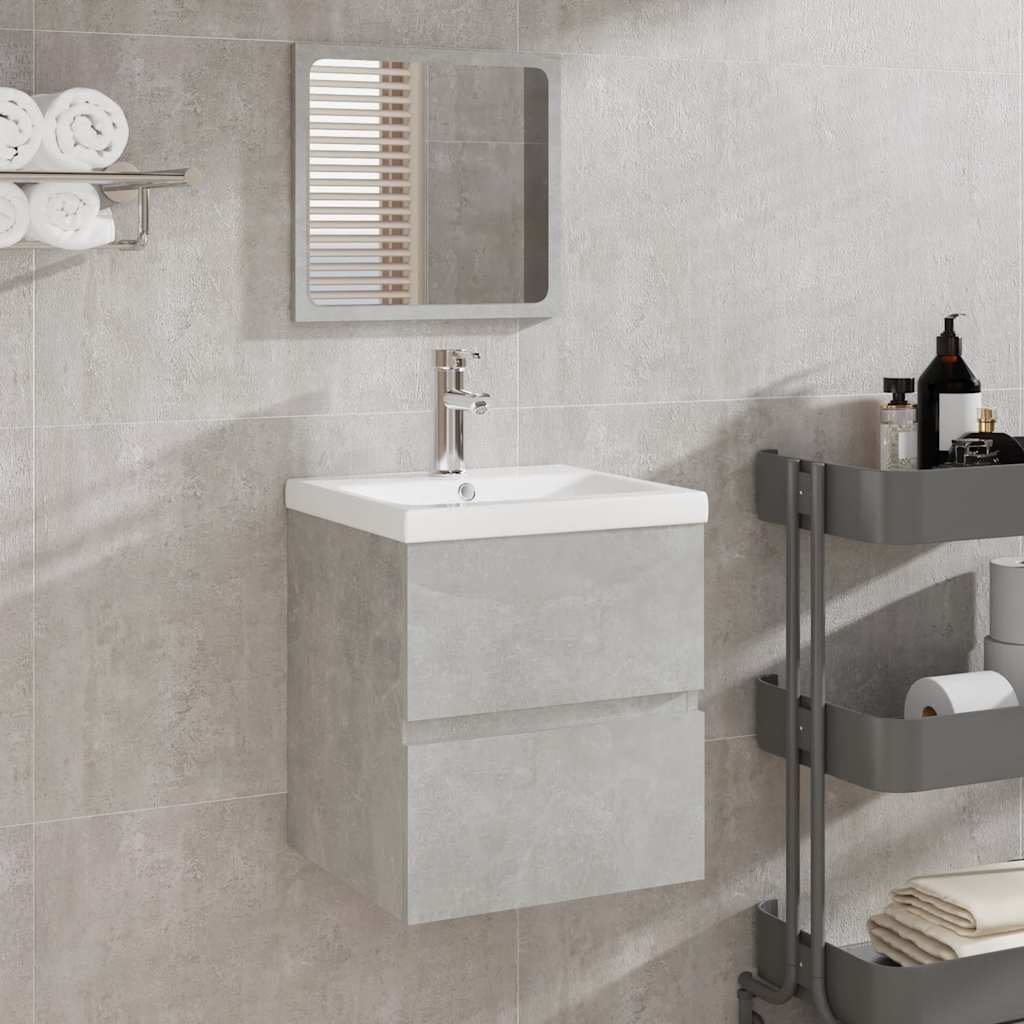 vidaXL Bathroom Cabinet with Mirror Concrete Grey Engineered Wood 1