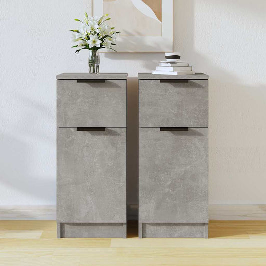 vidaXL Sideboards 2 pcs Concrete Grey 30x30x70 cm Engineered Wood 1