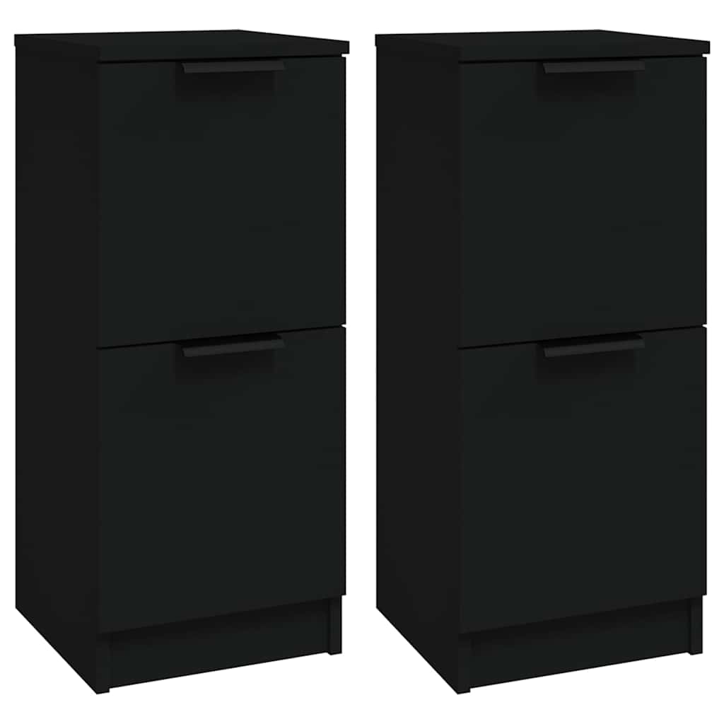 vidaXL Sideboards 2 pcs Black 30x30x70 cm Engineered Wood 2