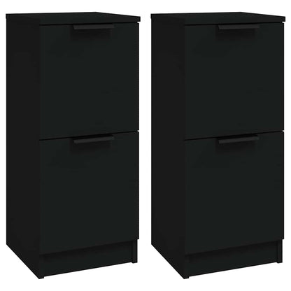 vidaXL Sideboards 2 pcs Black 30x30x70 cm Engineered Wood 2