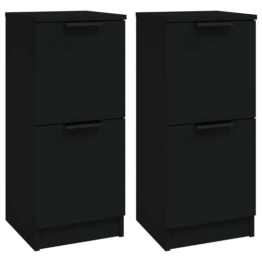 vidaXL Sideboards 2 pcs Black 30x30x70 cm Engineered Wood 2