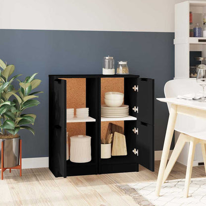 vidaXL Sideboards 2 pcs Black 30x30x70 cm Engineered Wood 3