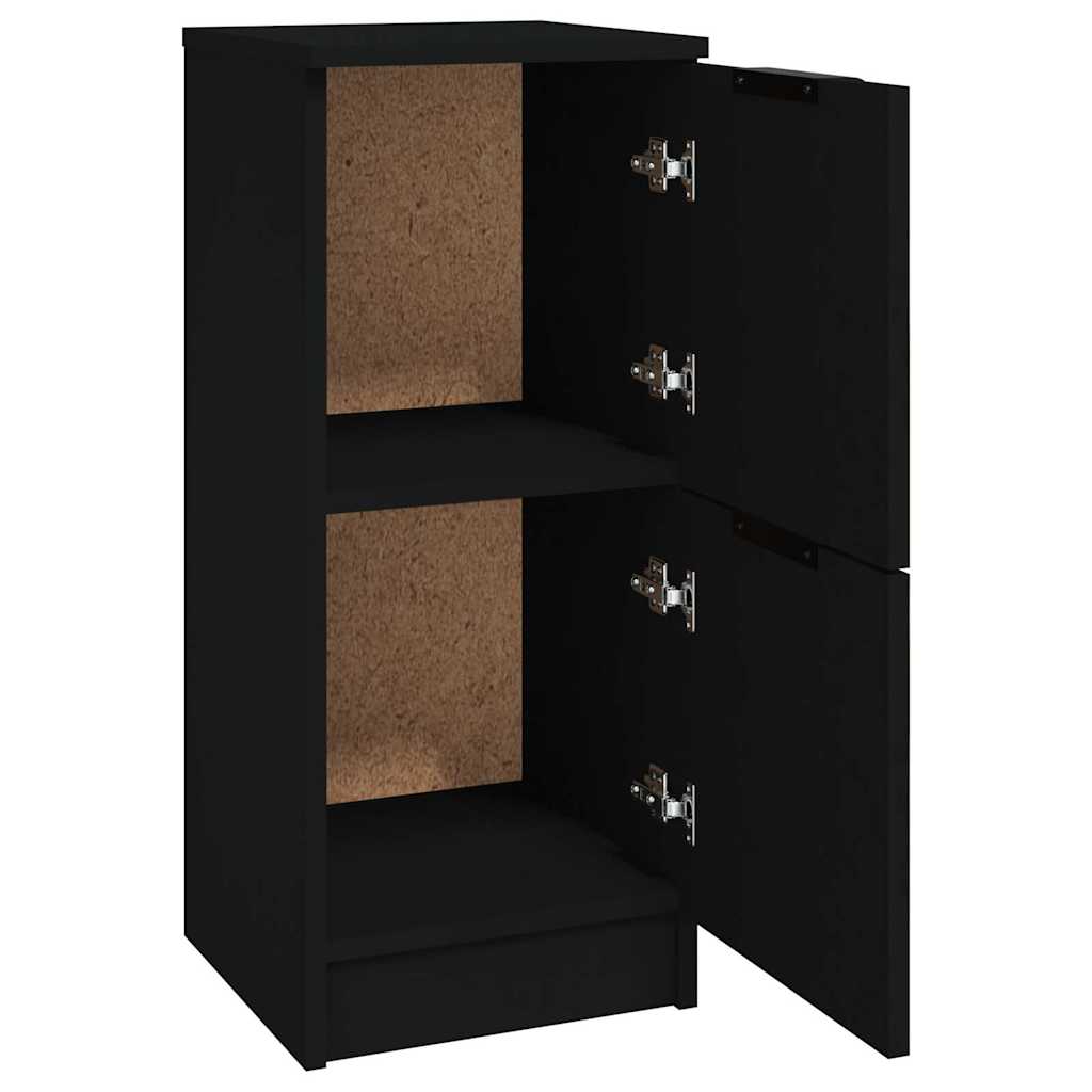 vidaXL Sideboards 2 pcs Black 30x30x70 cm Engineered Wood 4