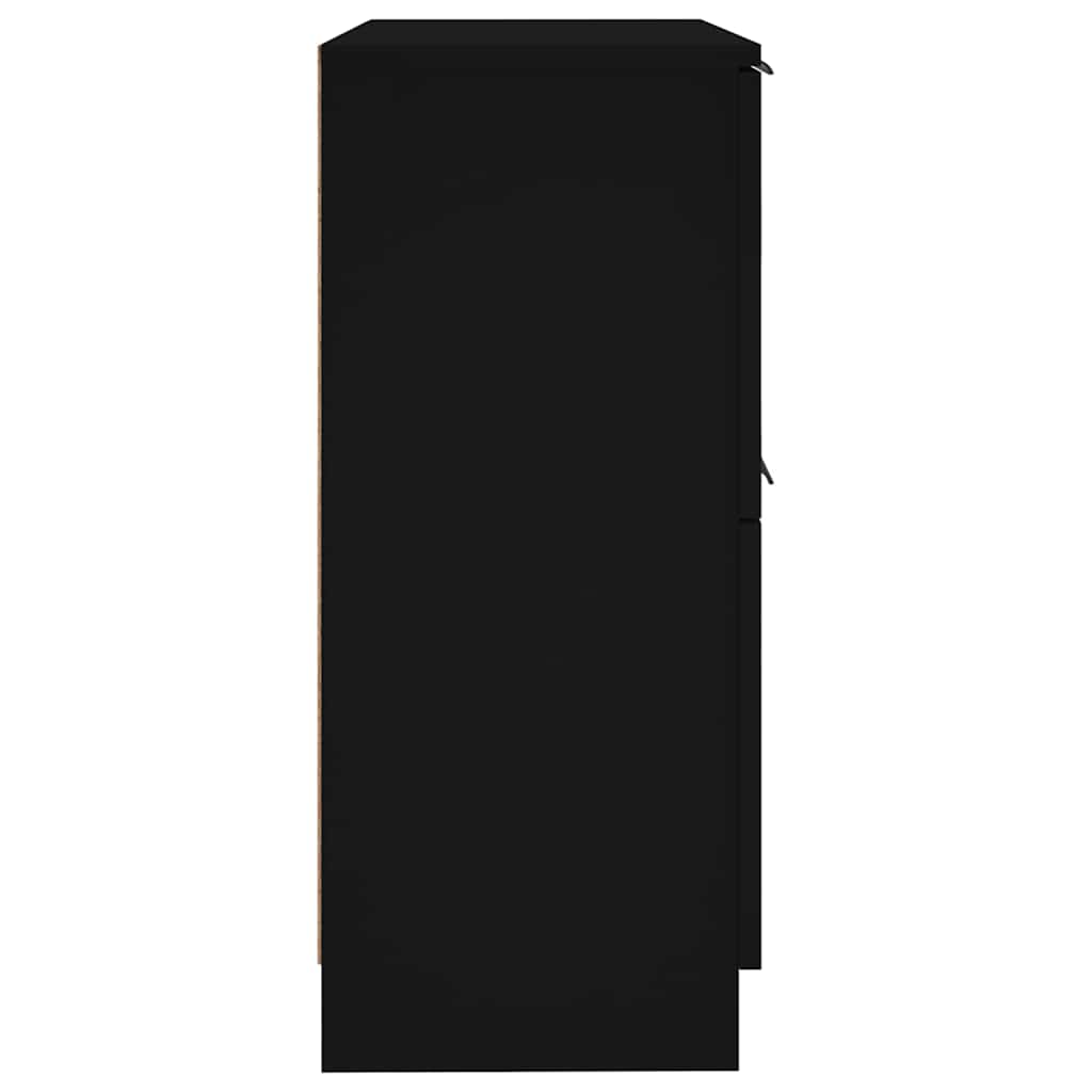 vidaXL Sideboards 2 pcs Black 30x30x70 cm Engineered Wood 6