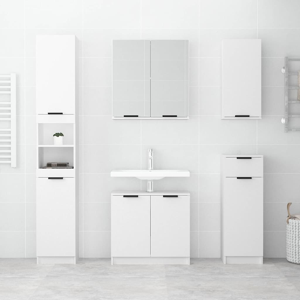 vidaXL Bathroom Cabinet White 64.5x33.5x59 cm Engineered Wood 3