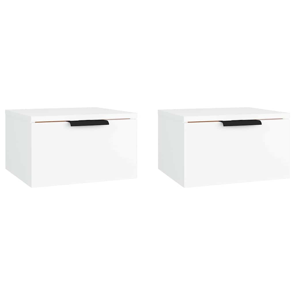 vidaXL Wall-mounted Bedside Cabinets 2 pcs White 34x30x20 cm 2