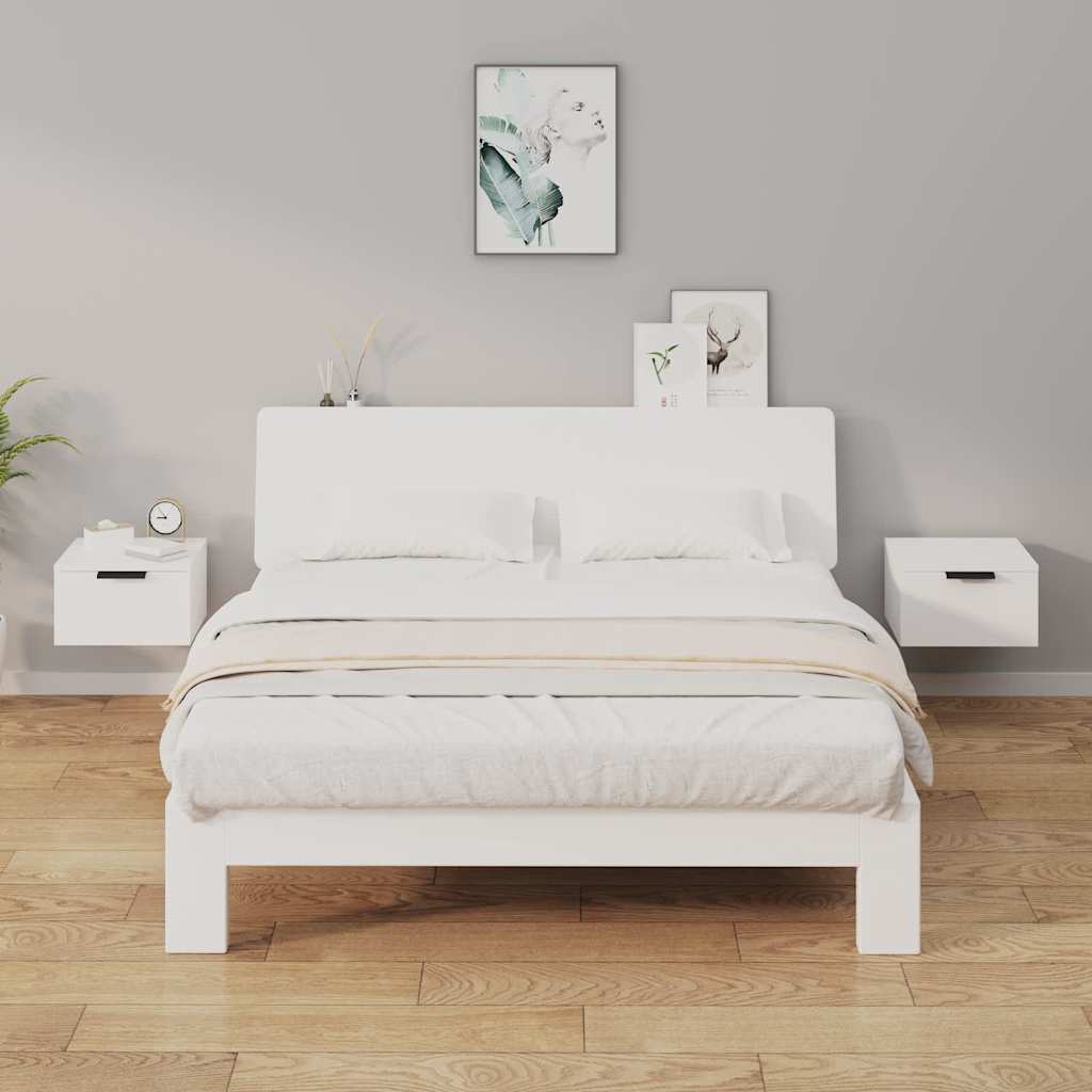 vidaXL Wall-mounted Bedside Cabinets 2 pcs White 34x30x20 cm 1