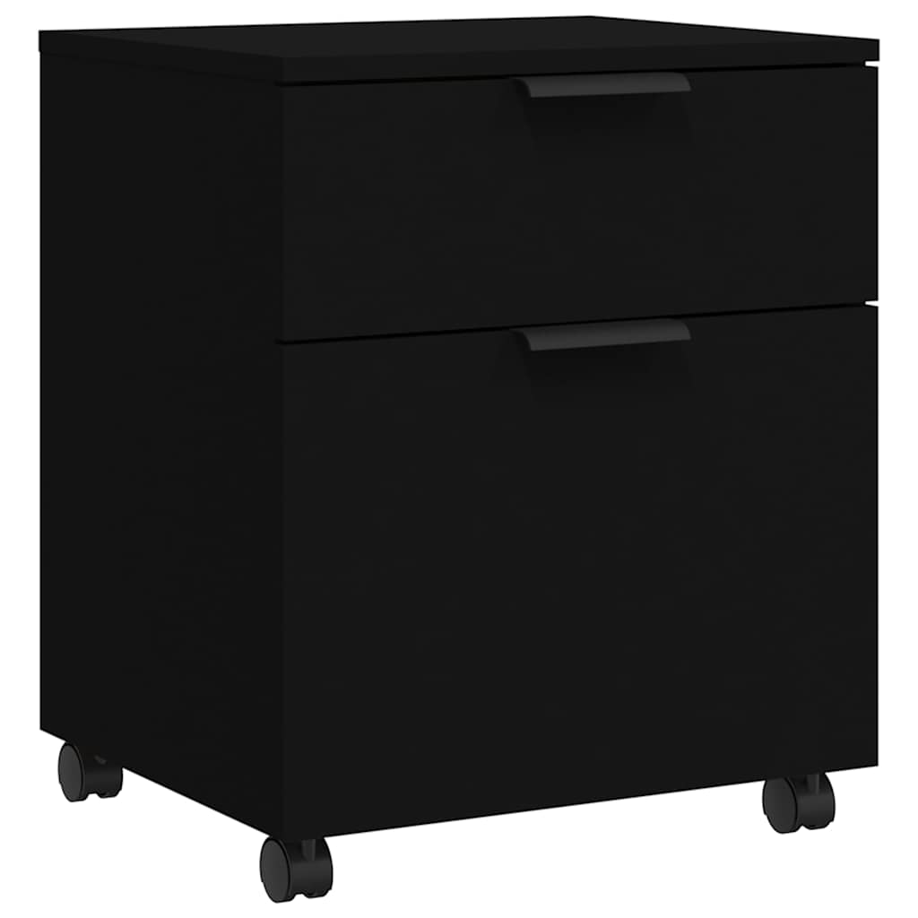 vidaXL Mobile File Cabinet with Wheels Black 45x38x54cm Engineered Wood 2