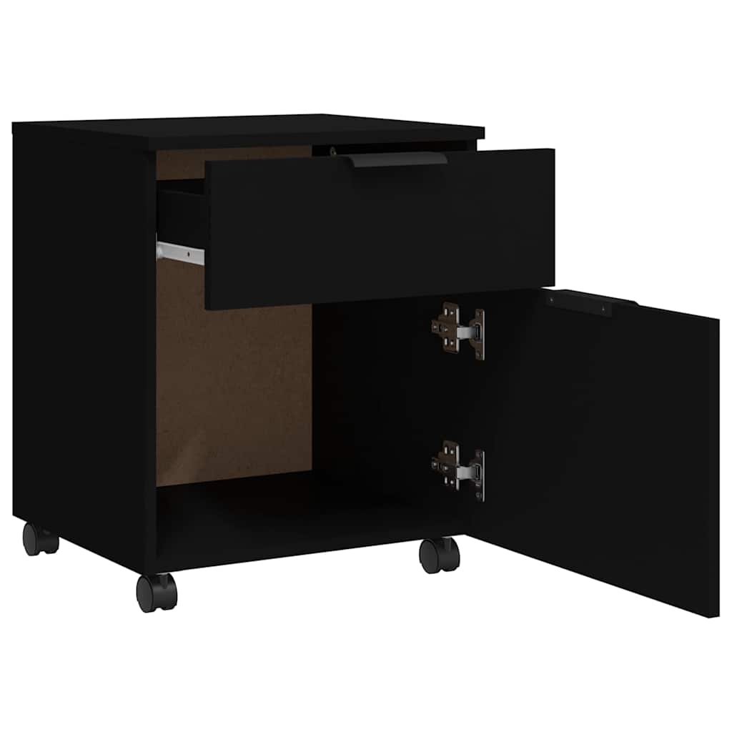 vidaXL Mobile File Cabinet with Wheels Black 45x38x54cm Engineered Wood 6
