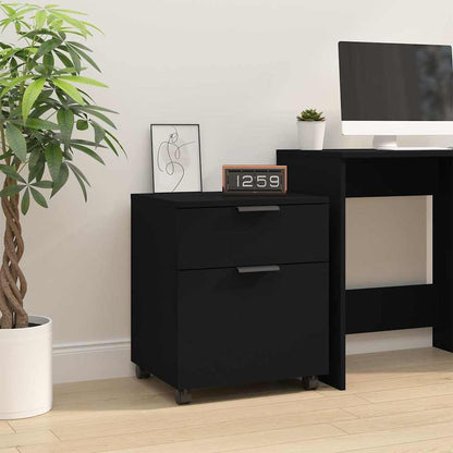 vidaXL Mobile File Cabinet with Wheels Black 45x38x54cm Engineered Wood 1